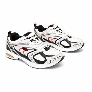 C9 Boys Athletic Sneakers White Black Red | Youth Size 2 | Lightweight Gym Shoes